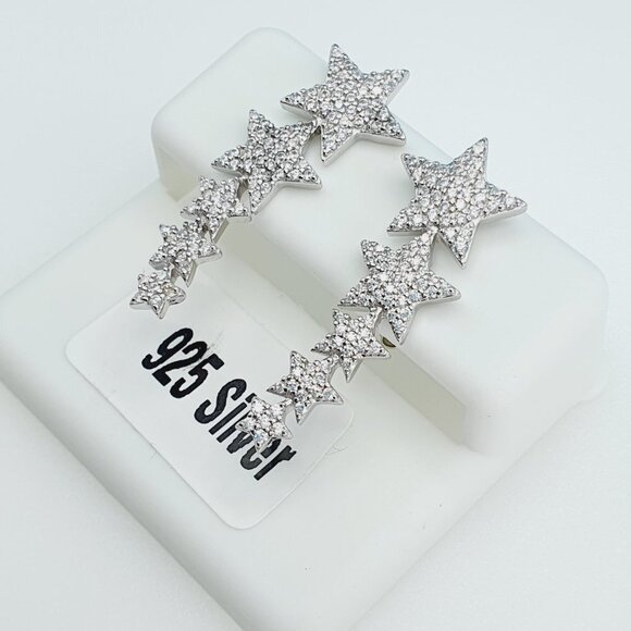 "925 Sterling Silver Cubic Zirconia Earrings, UU1P6A6113 - Picture 3 of 11